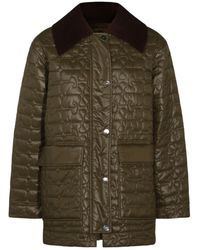 Ganni - Shiny Quilt Midi Jacket - Lyst