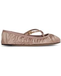 Dolce & Gabbana - Logo Buckle Ruched Detailed Ballet Flats - Lyst