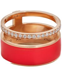 Repossi - 18-Karat Rose, Lacquer And Diamond Ring - Lyst