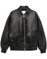 Studio Nicholson - Lapel Zipper Leather Jacket - Lyst