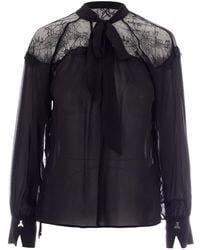 Patrizia Pepe - Sheer Lace Panel Top - Lyst