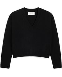 Ami Paris - V-Neck Wool-Cashmere Jumper - Lyst