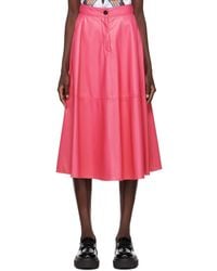 MSGM - Faux-Leather A-Line Midi Skirt - Lyst