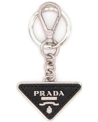 Prada - Triangle Logo Plaque Keyring - Lyst