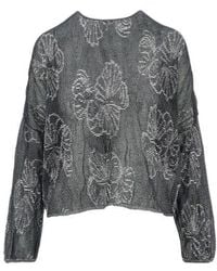 Emporio Armani - Two-Tone Floral Motif Jacquard Jumper - Lyst