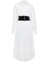 Alaïa - Belted Shirt Midi Dress - Lyst