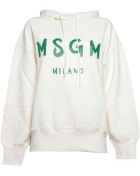 MSGM - Logo Printed Drawstring Hoodie - Lyst
