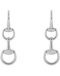 Gucci - Horsebit 18K Drop Diamond Earrings - Lyst