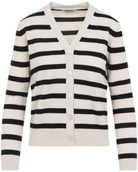 Max Mara - V-Neck Striped Cardigan - Lyst