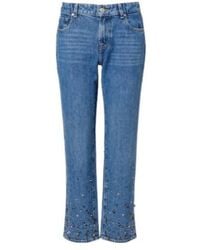 7 For All Mankind - Calie Embellished Cropped Straight Jeans - Lyst