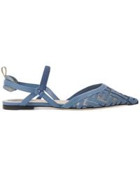 Fendi - Mesh Logo Strap Flat Shoes - Lyst