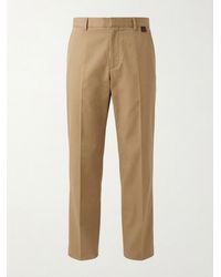 Gucci - Cotton Twill Trousers With Web Detail - Lyst
