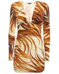 Just Cavalli - Tropical Print Ruched Mini Dress - Lyst