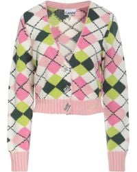 Ganni - Geometric Pattern Knitted Top - Lyst