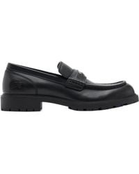 Burberry Raft Logo Plaque Slip-On Loafers in Black for Men