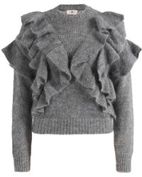 Elisabetta Franchi - Ruffled Knit Sweater - Lyst