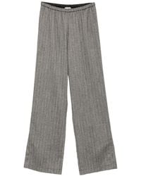 forte_forte - Herringbone Side-Slit Trousers - Lyst