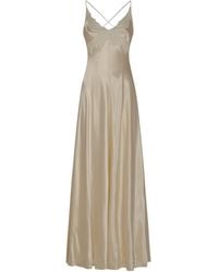 Alberta Ferretti - V-Neck Lace-Trim Dress - Lyst