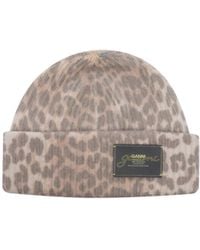 Ganni - Leopard Printed Beanie - Lyst