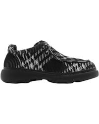 Burberry - Checked Round-Toe Lace-Up Derby Shoes - Lyst