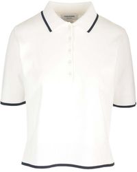 Thom Browne - Rib-Stitch Short-Sleeved Polo Shirt - Lyst