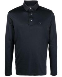 Emporio Armani - Logo Detailed Long-Sleeved Polo Shirt - Lyst