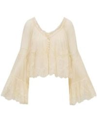 LoveShackFancy - Darline Lace Peplum Top - Lyst