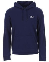 EA7 - Logo-Print Drawstring Hoodie - Lyst