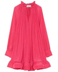Lanvin - Ruffled Charmeuse Minidress - Lyst