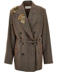 Dries Van Noten - Embellished Belted Blazer - Lyst