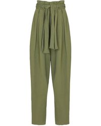 Balmain - High-Waist Belted Wide-Leg Pants - Lyst