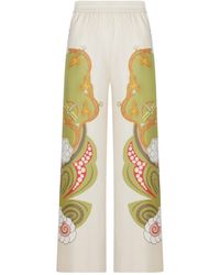 La DoubleJ - Silk Palazzo Trousers With Placed Print - Lyst