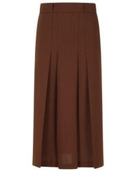 Semicouture - Janette Pleated-Detail Belt-Loops Midi Skirt - Lyst