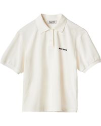 Miu Miu - Logo-Embroidered Short-Sleeved Polo Shirt - Lyst