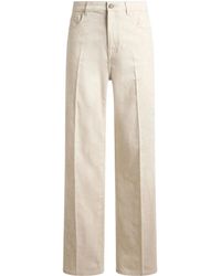Etro - Straight-Leg Denim Jeans With Pressed Creases And Leafy Motif - Lyst