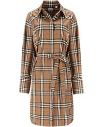 Burberry - Check Stretch Cotton Shirt Dress - Lyst