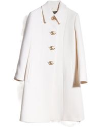 Gucci - Wool Natté Coat With Double G Button - Lyst