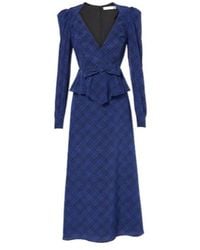 Alessandra Rich - Tartan Silk Midi Dress - Lyst