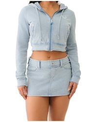 True Religion - Raw Edge Big T Shrunken Zip Hoodie - Lyst