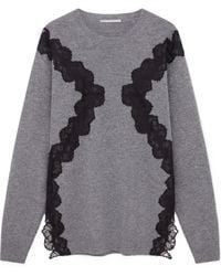 Stella McCartney - Lace-Detailed Knitted Mini Dress - Lyst