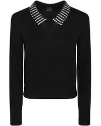 Pinko - Embellished Collar Knitted Jumper - Lyst