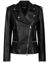 Dondup - Asymmetric Zip Leather Biker Jacket - Lyst