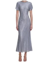 Self-Portrait Draped Rhinestone Mesh Midi Dress in Blue | Lyst Self-Portrait Draped Rhinestone Mesh Midi Dress in Blue | Lyst