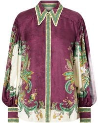 ALÉMAIS - Floral-Print Satin-Jacquard Shirt - Lyst