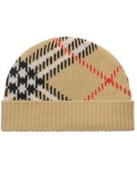 Burberry - Checked Ribbed-Knit Beanie - Lyst