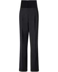 Tibi - Mesh-Trimmed Pleated Fresco Straight-Leg Pants - Lyst