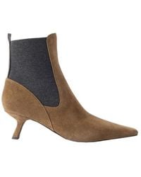 Brunello Cucinelli - Square-Toe Ankle Boots - Lyst