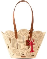 Aquazzura - Artiste Medium Leather-Trimmed Raffia Tote - Lyst