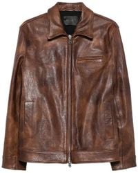 Dondup - Lapel-Collar Zip-Up Leather Jacket - Lyst