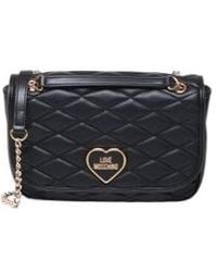 Moschino - Love Logo Plaque Quilted Shoulder Bag - Lyst